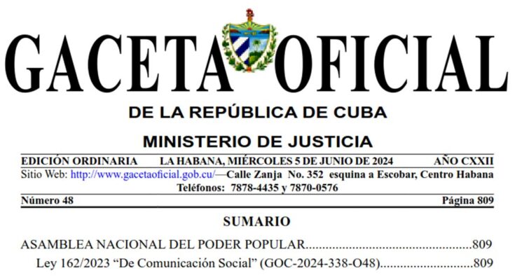 Entra en vigor en Cuba Ley de Comunicación Social