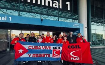 Parte hacia Cuba delegación sindical de Italia en misión solidaria