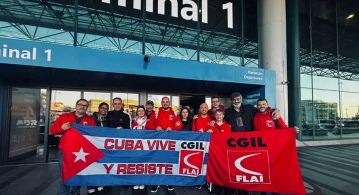 Parte hacia Cuba delegación sindical de Italia en misión solidaria